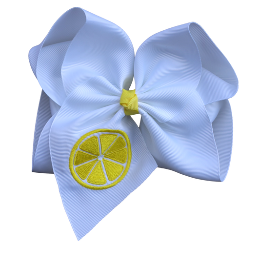 Lemon Slice Embroidered Bow