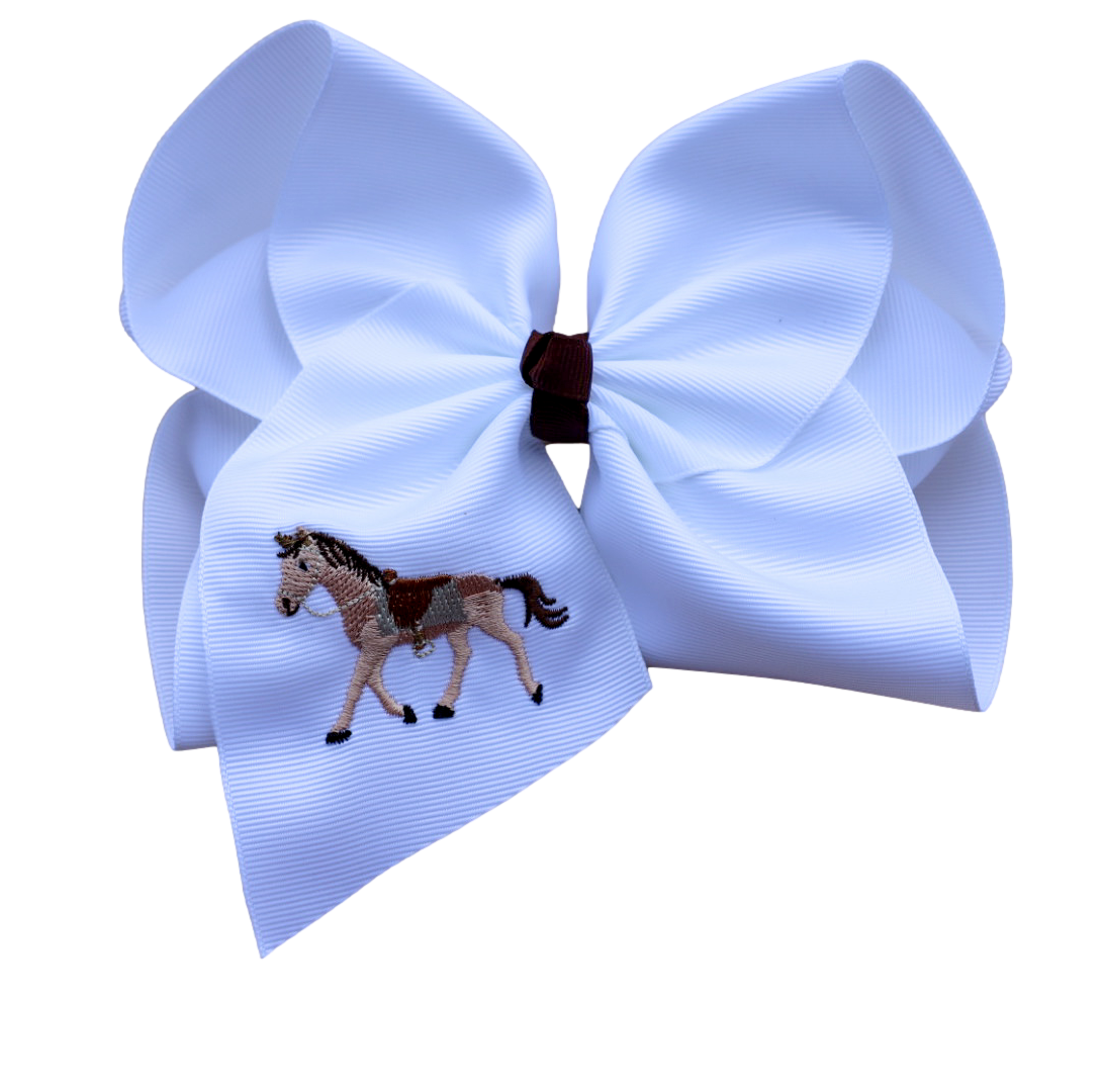 Miss Horse Embroidered Bow