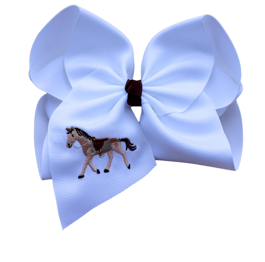 Miss Horse Embroidered Bow