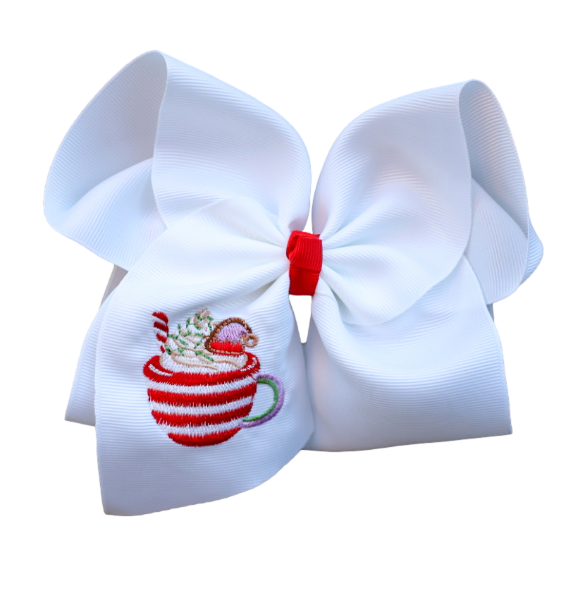 Elf Cocoa Embroidered Bow
