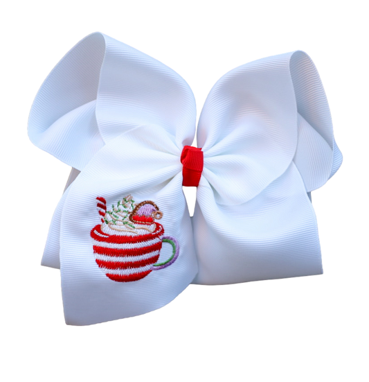 Elf Cocoa Embroidered Bow