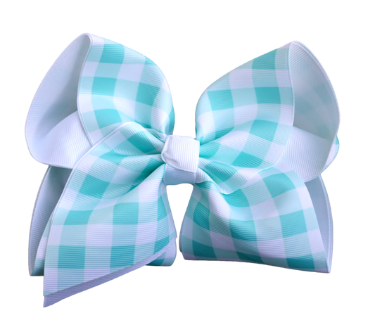 Aqua Check Layered Bow