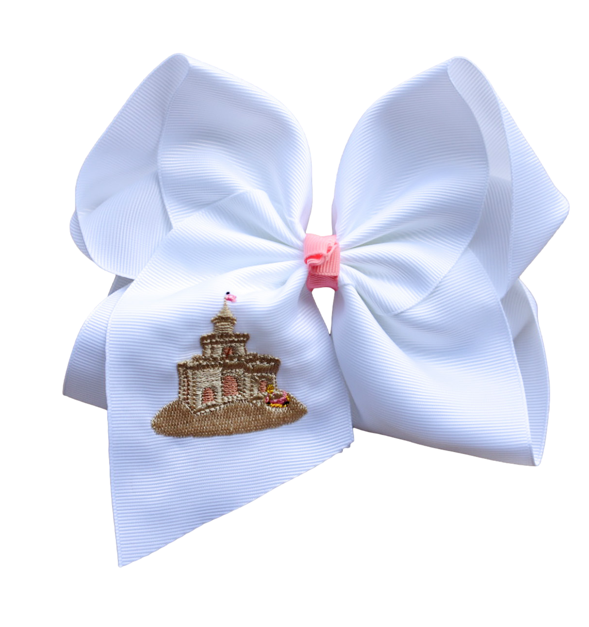 Sandcastle Embroidered Bow