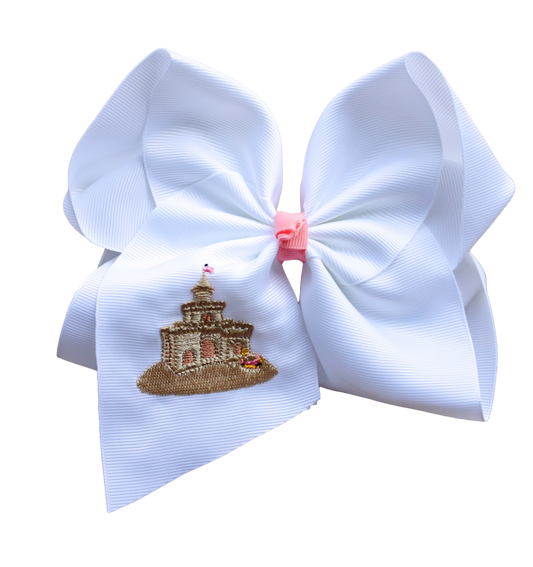 Sandcastle Embroidered Bow