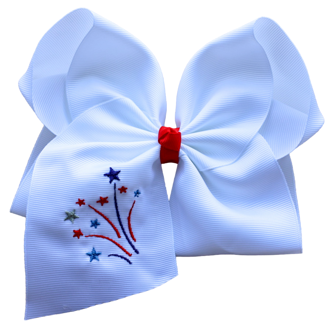 Red, White and Blue Fireworks Embroidered Bow