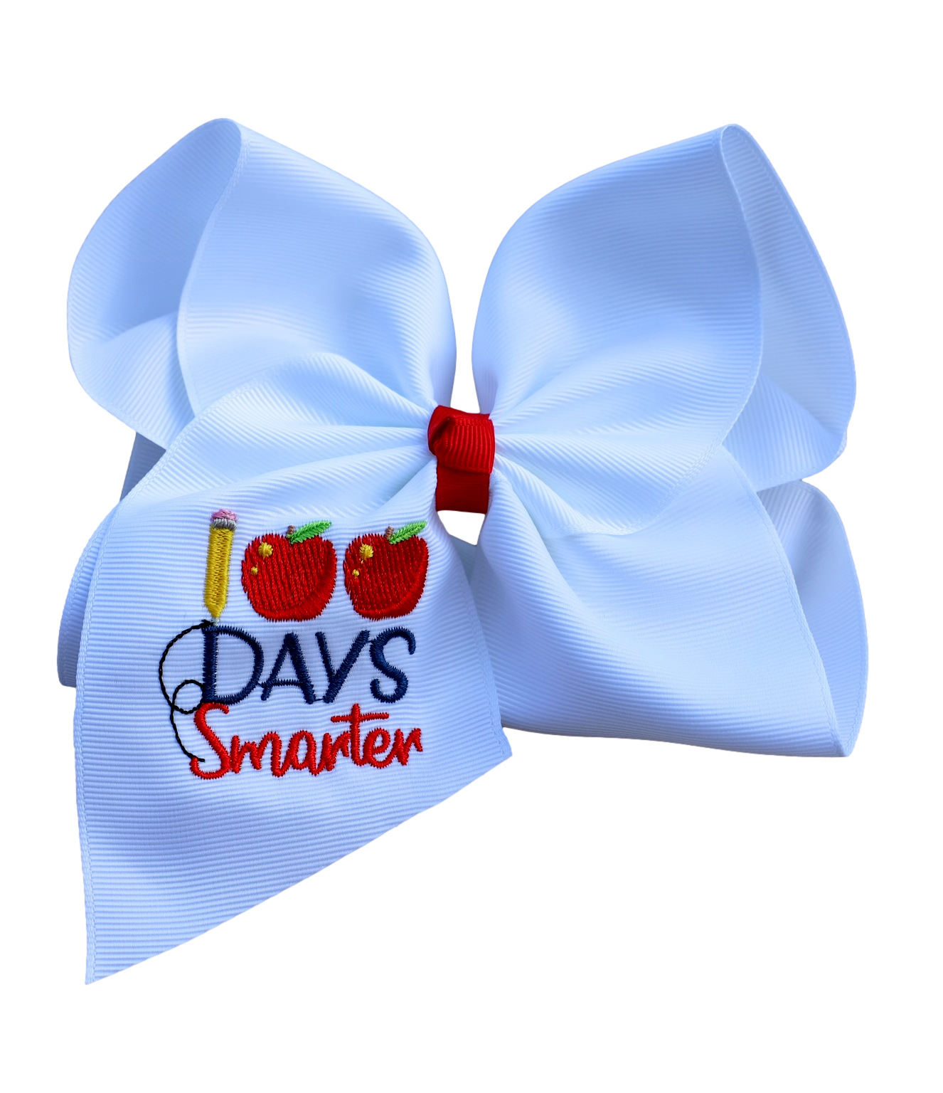 100 Days of School Embroidered Bow