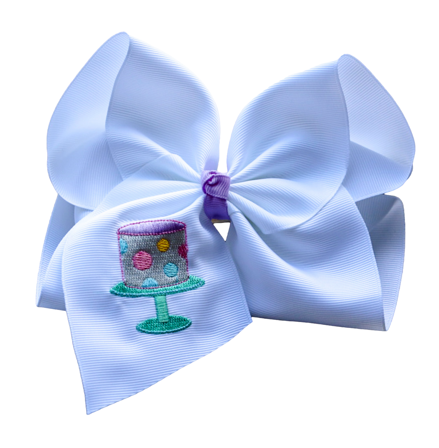 Polka Dot Cake Embroidered Bow