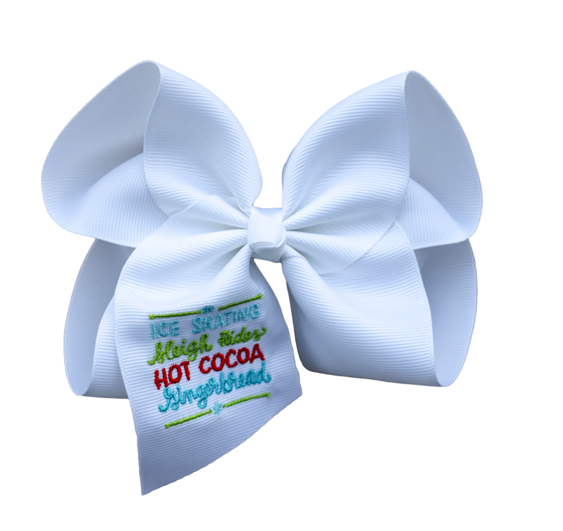 Winter Fun Embroidered Bow