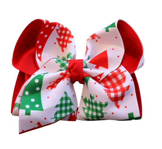 Plaid Pines and Polka Dots Printed Bow