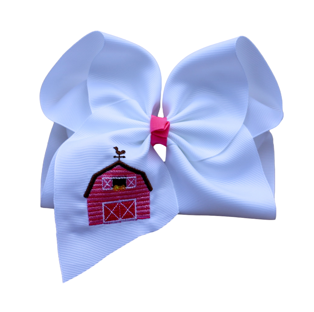 Pink Barn Embroidered Bow