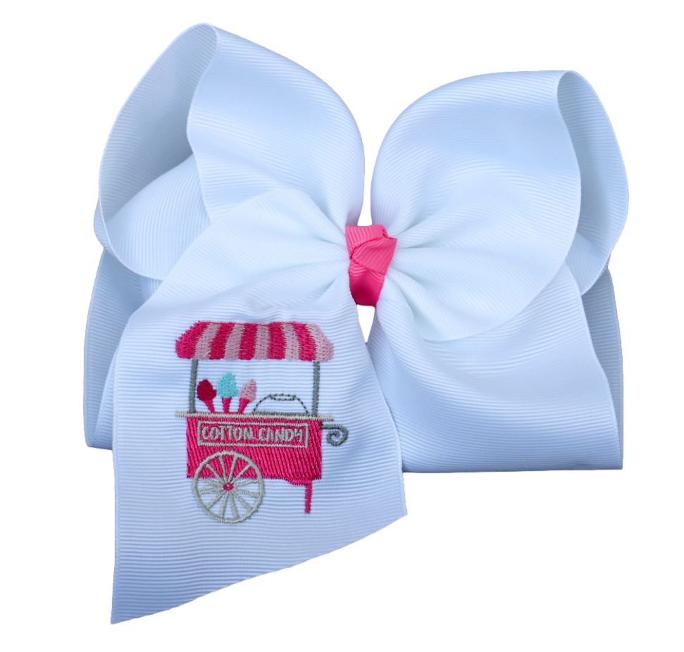 Cotton Candy Stand Embroidered Bow