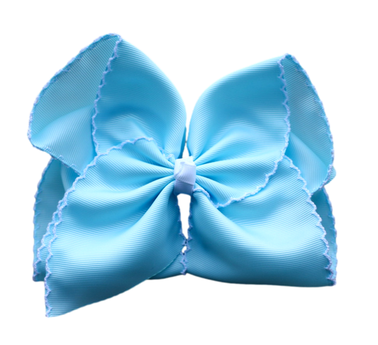 Light Blue Moon-stitch Bow