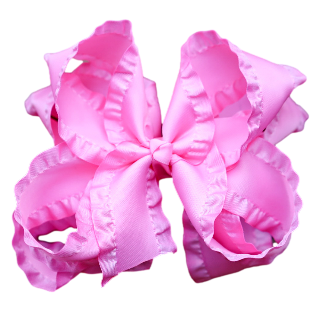 Pink Double Ruffle Boutique Bow