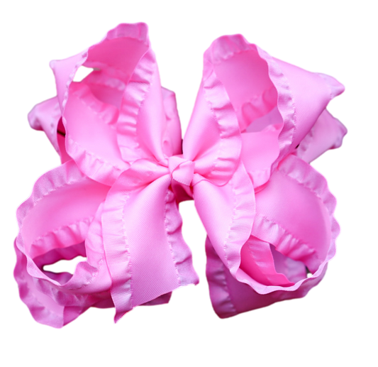 Pink Double Ruffle Boutique Bow