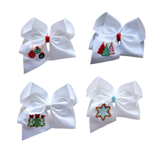 Jingle Bell Joy Embroidered Bow Collection