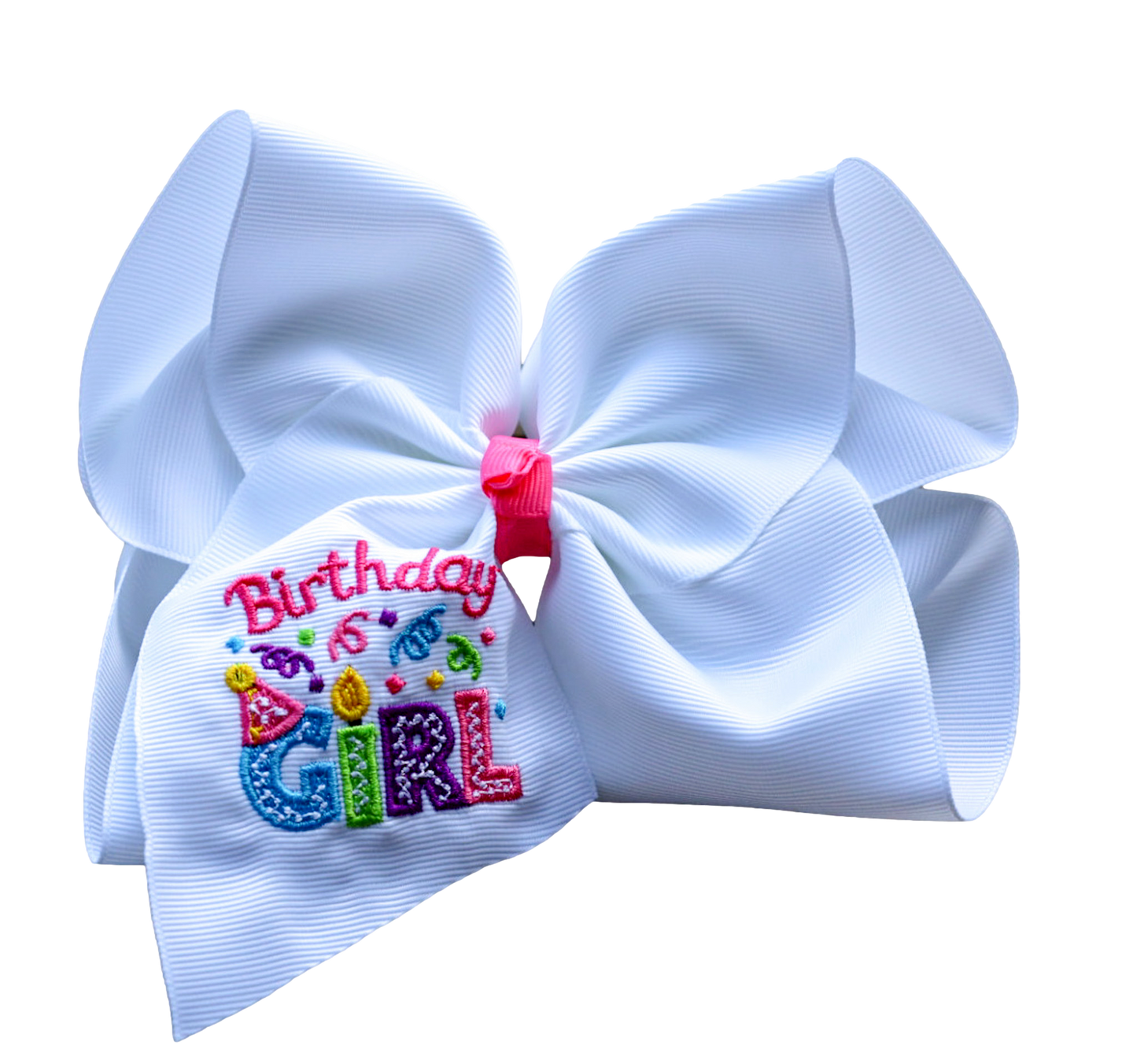 Birthday Girl Embroidered Bow