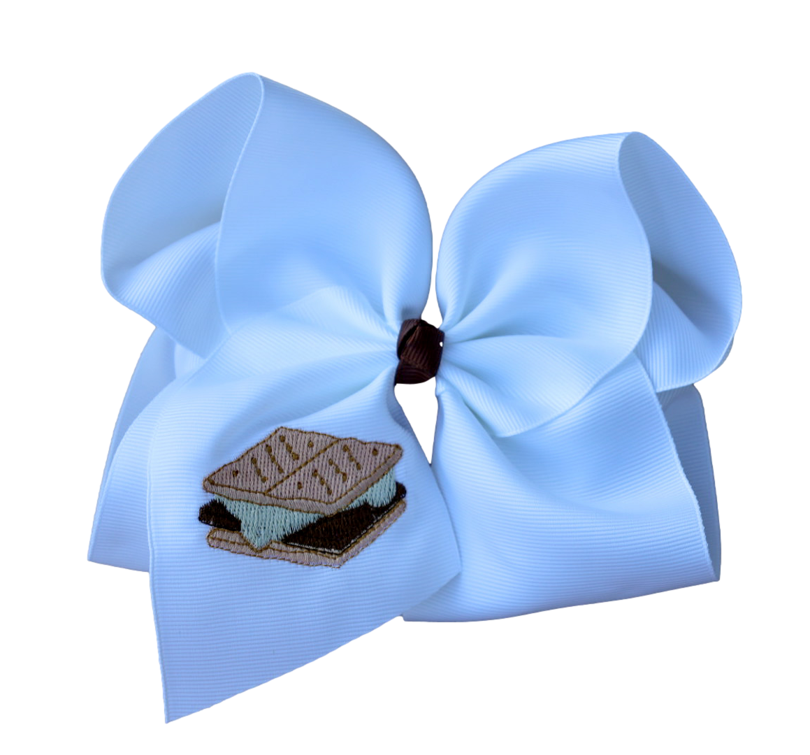 Smore's Embroidered Bow