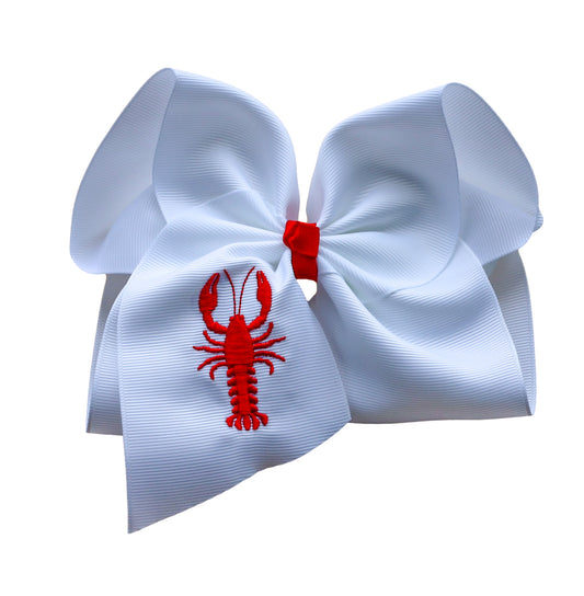 Crawfish Embroidered Bow