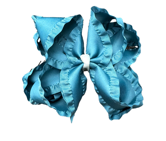Viridian Double Ruffle Boutique Bow