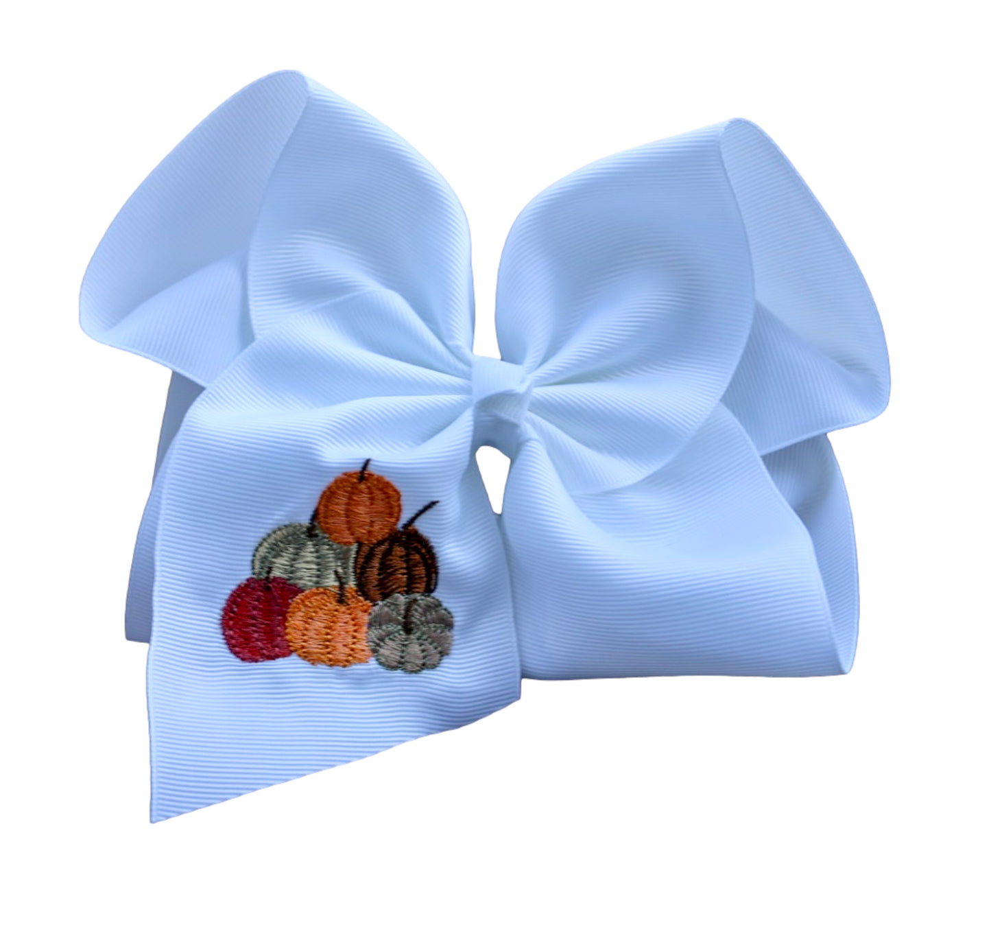 Fall Pumpkins Embroidered Bow