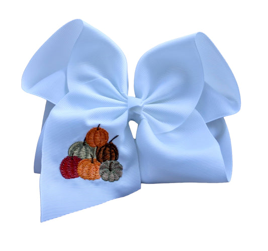 Fall Pumpkins Embroidered Bow