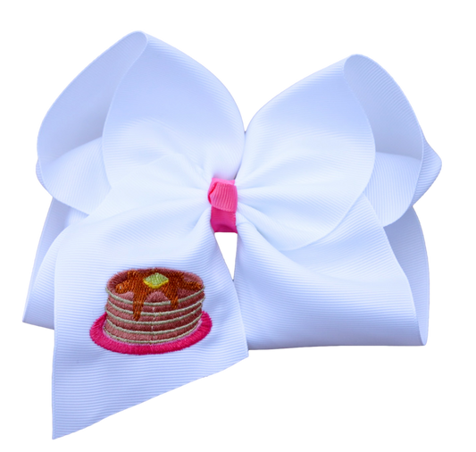 Pancake Drizzle Delight Embroidered Bow