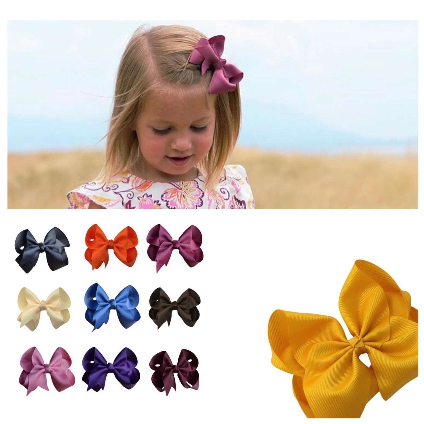 Special Colors Plum, Petal Pink, Charcoal, Maroon, Mauve, Antique Blue, Mustard Bow.
