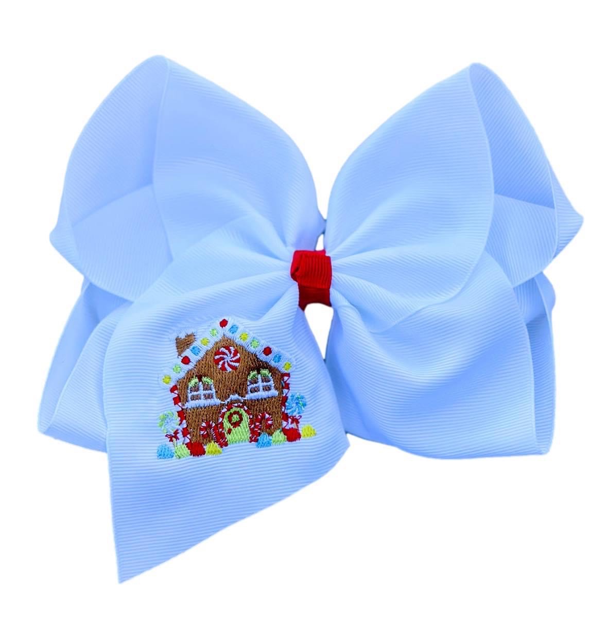 Classic Gingerbread House Embroidered Bow
