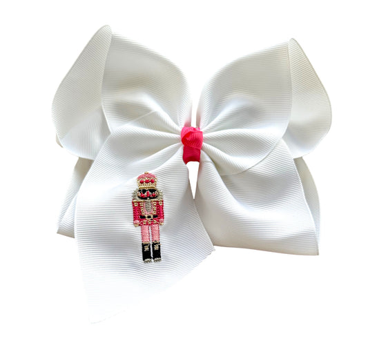 Pink Nutcracker Embroidered Bow
