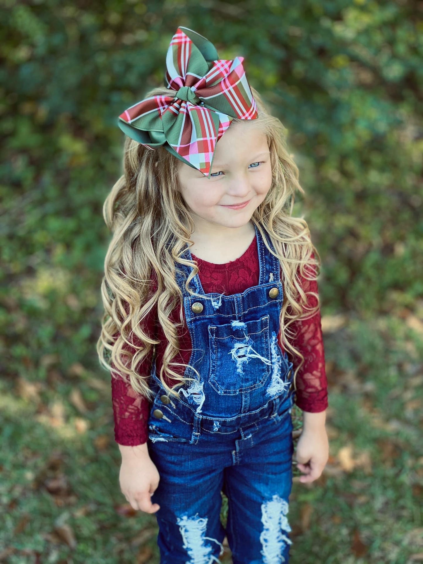 Vintage Christmas Plaid Layered Bow