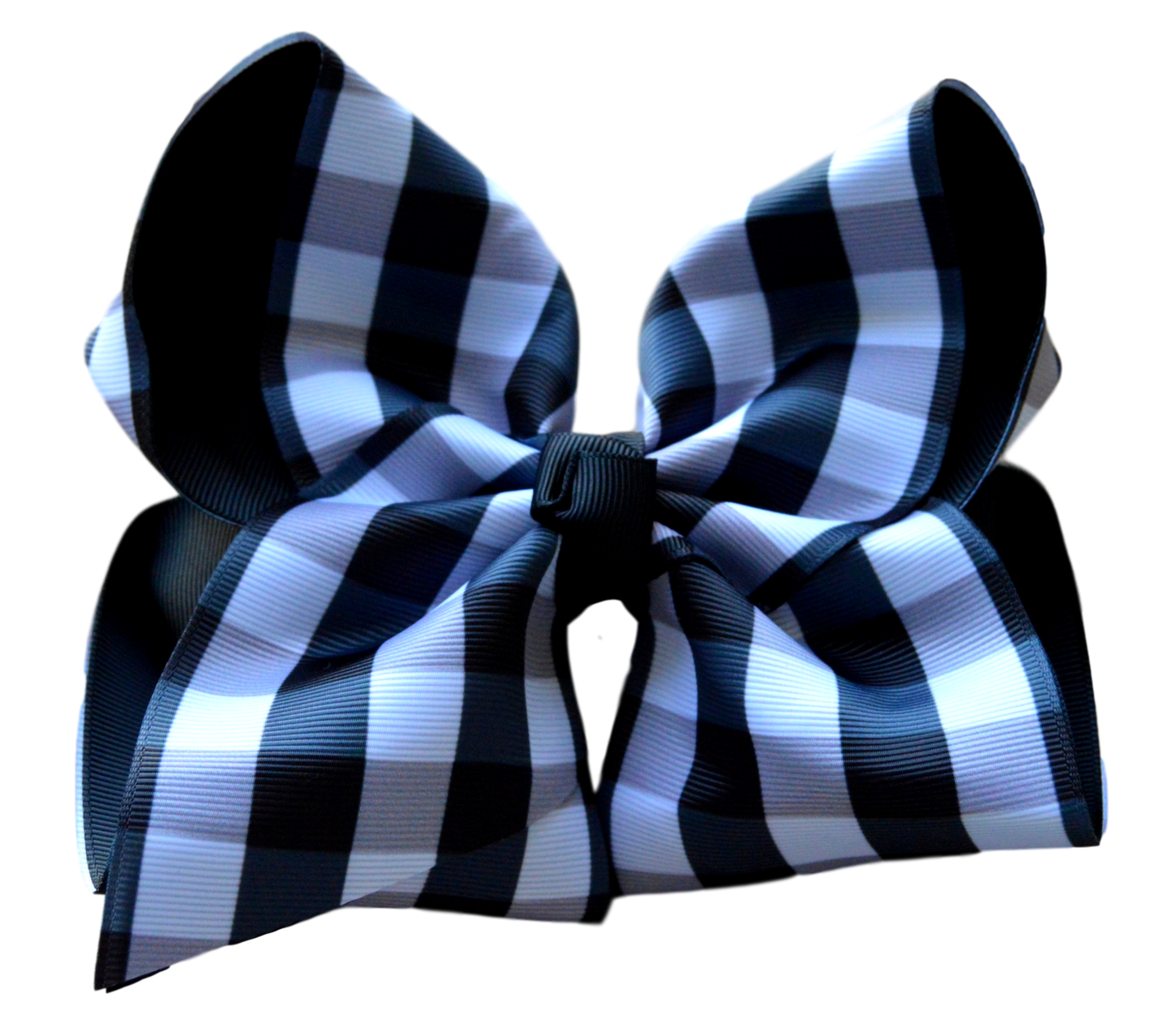 Grey and Black Plaid Layered Bow
