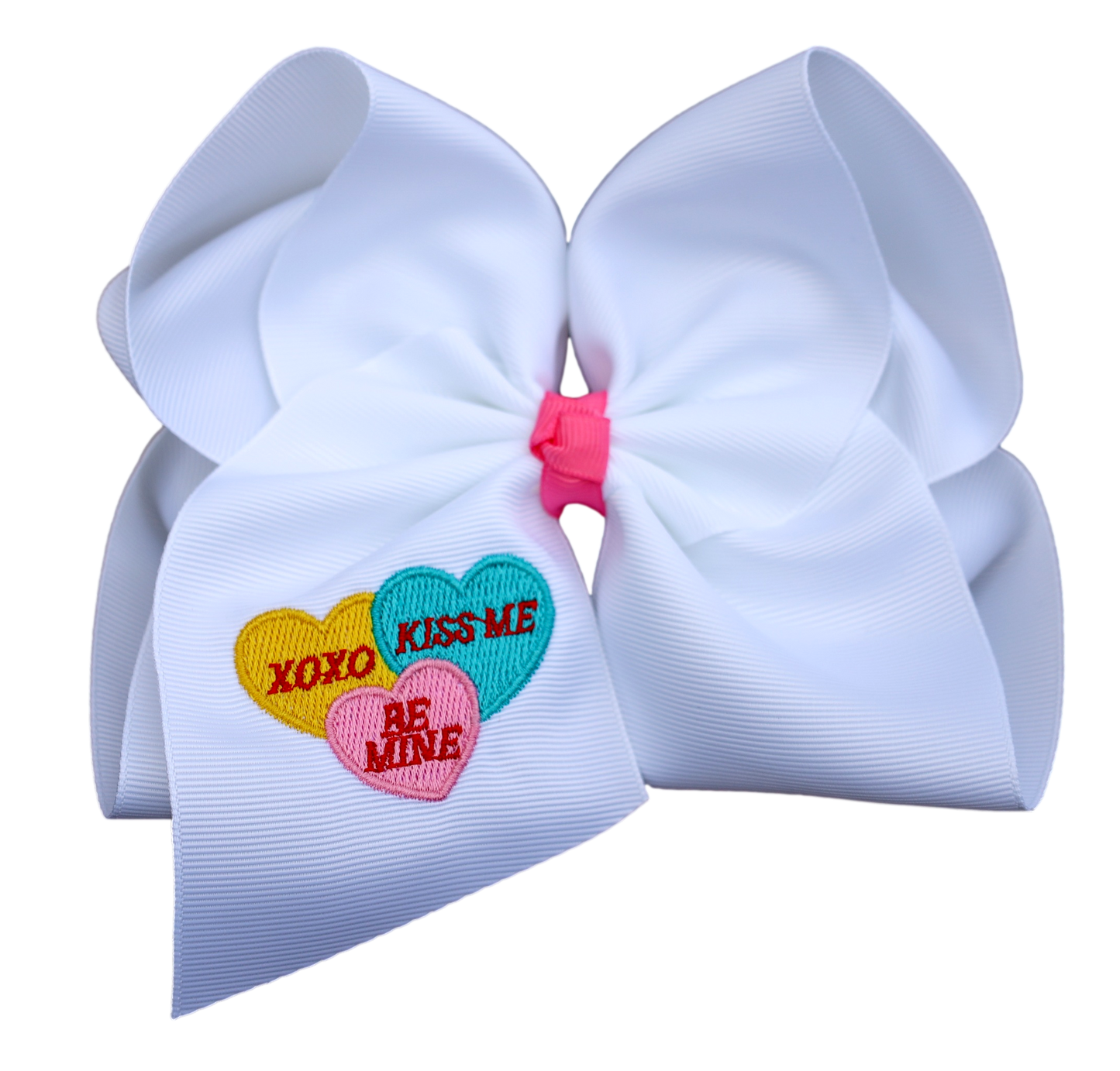 Conversation Hearts Embroidered Bow