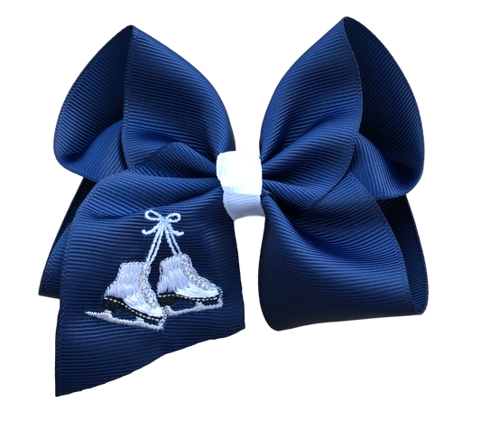 Ice Skate Embroidered Bow