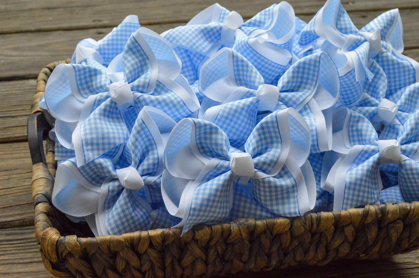 Blue Gingham Boutique Bow