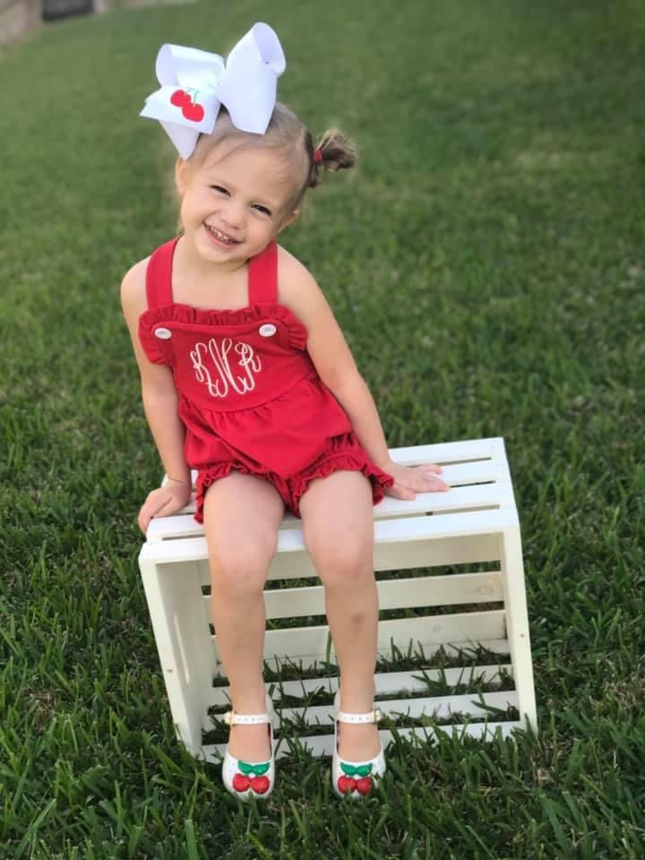 Cherry Embroidered Bow