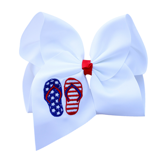 Americana Flip Flops Embroidered Bow