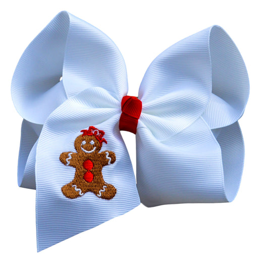 Gingerbread Girl Embroidered Bow