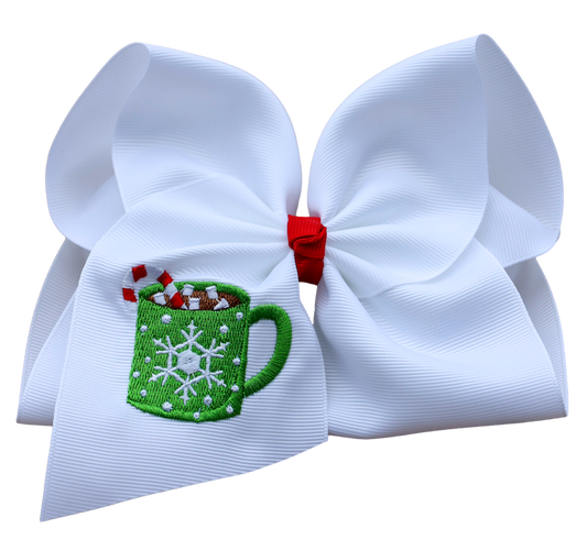 Hot Cocoa Embroidered Bow
