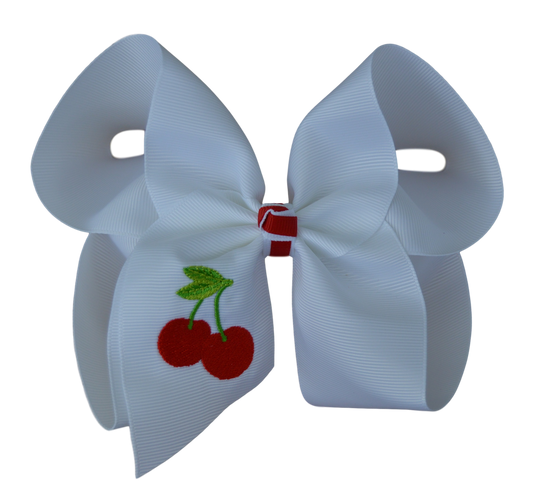 Cherry Embroidered Bow