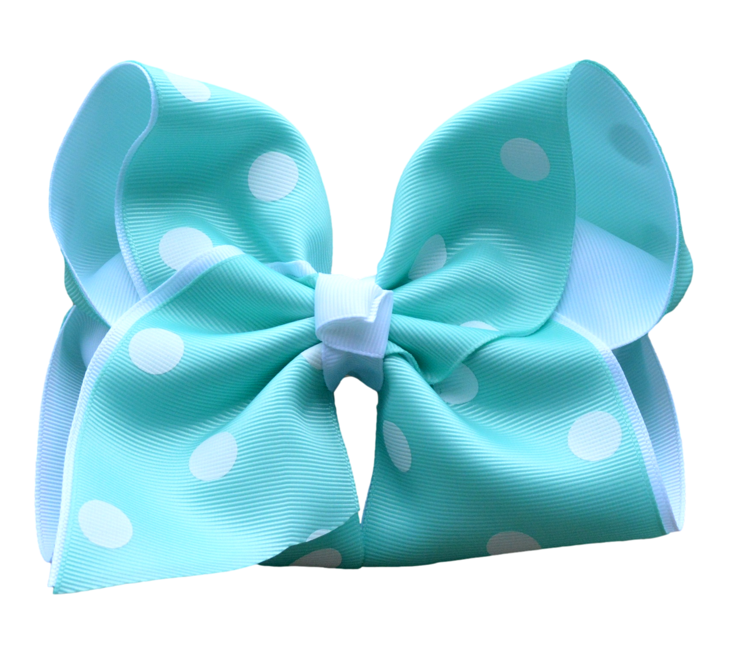 Aqua and White Polka Dot Layered Bow