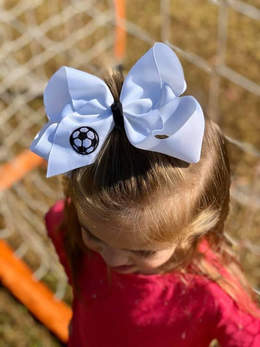 Soccer Embroidered Bow
