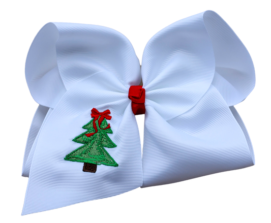 Classic Christmas Tree Embroidered Bow