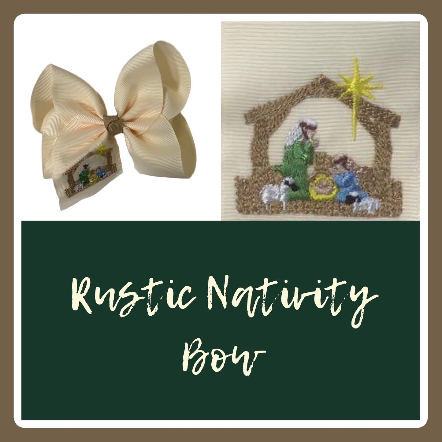 Rustic Nativity Embroidered Bow