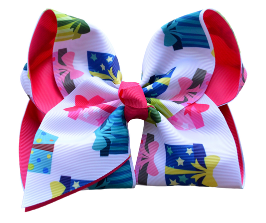 Birthday Present with Shocking Pink Layered Bow