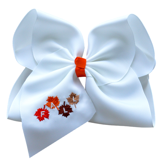 Fall Leaves Embroidered Bow