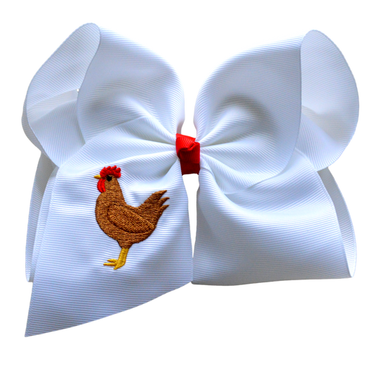 Chicken Embroidered Bow
