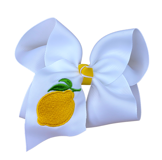 Lemon Embroidered Bow