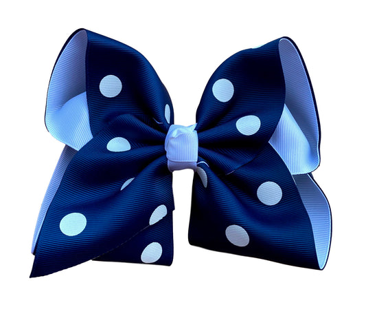 Navy Polka Dot  Layered Bow