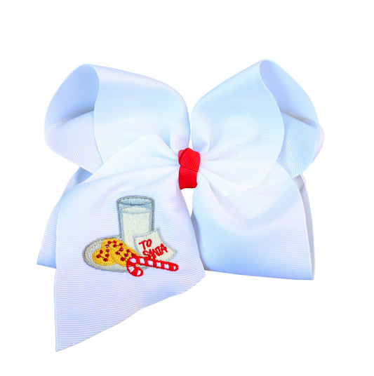 Milk & Cookies Embroidered Bow