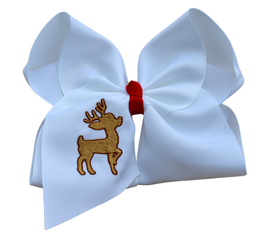 Reindeer Embroidered Bow